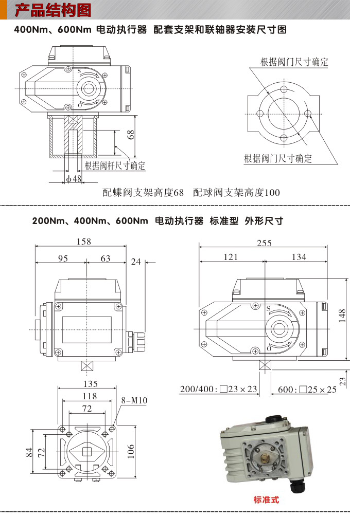 電動執(zhí)行機構,YTDG-RKB400電動執(zhí)行器,電動頭結構圖,標準式
