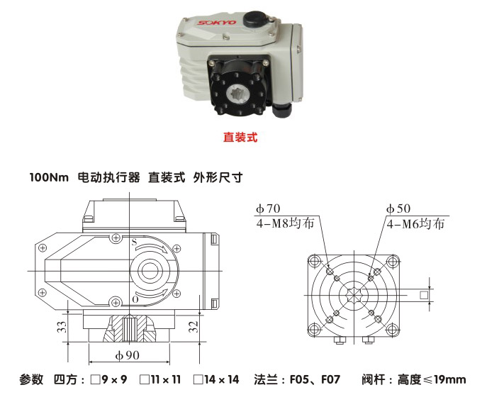 電動執(zhí)行機(jī)構(gòu),YTDG-RKB100電動執(zhí)行器,電動頭結(jié)構(gòu)圖,直裝式