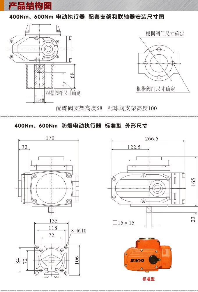 防爆電動頭,YTEx-RKB600防爆電動執(zhí)行器結構圖,標準式