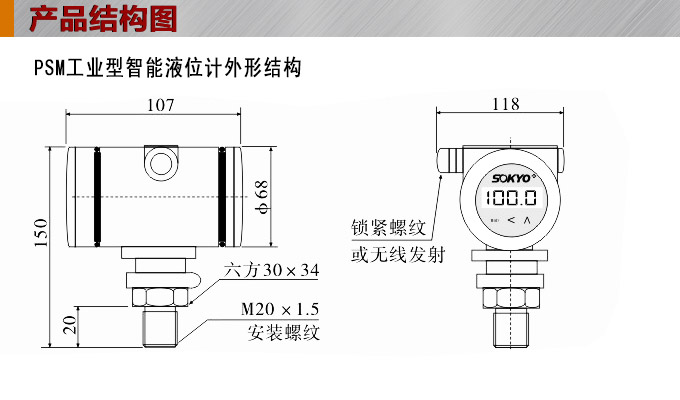 智能液位變送器,RS485智能液位計(jì)結(jié)構(gòu)圖