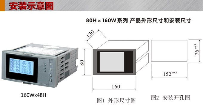 智能溫度巡檢儀，DFX16液晶溫度巡檢儀，多回路巡檢控制儀安裝示意圖