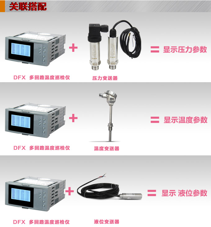 智能溫度巡檢儀，DFX16液晶溫度巡檢儀，多回路巡檢控制儀關聯(lián)搭配