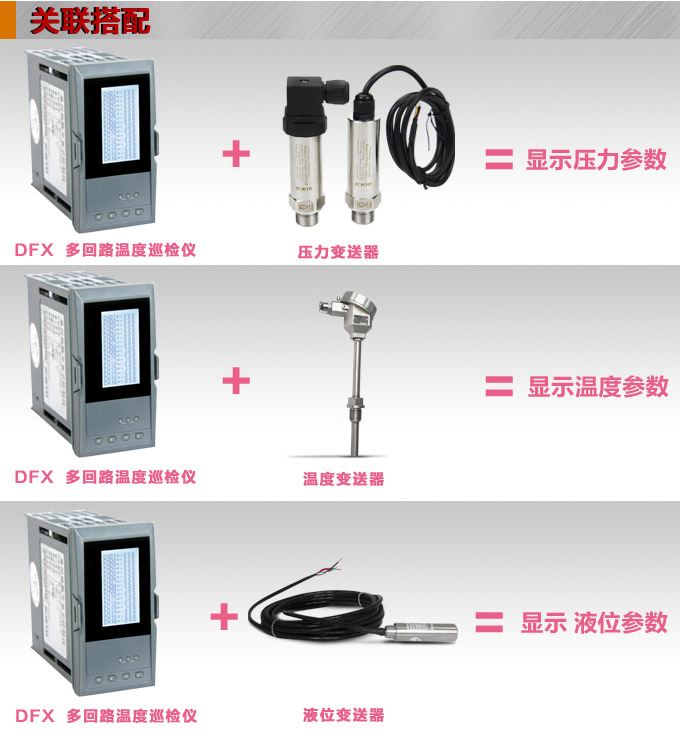 智能溫度巡檢儀，DFX20液晶溫度巡檢儀，多回路巡檢控制儀關(guān)聯(lián)搭配